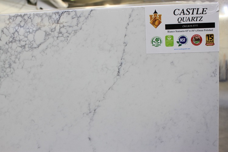 Castle Quartz_3cm Bianco Statuario Quartz Close Up