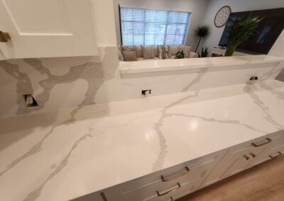 Kitchen Countertops with Full Backsplash done with 3cm Castle Cal