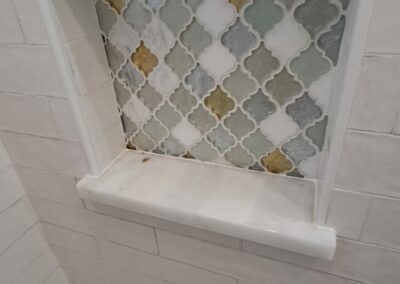 Recessed Shower Shelf using 3cm River White Marble